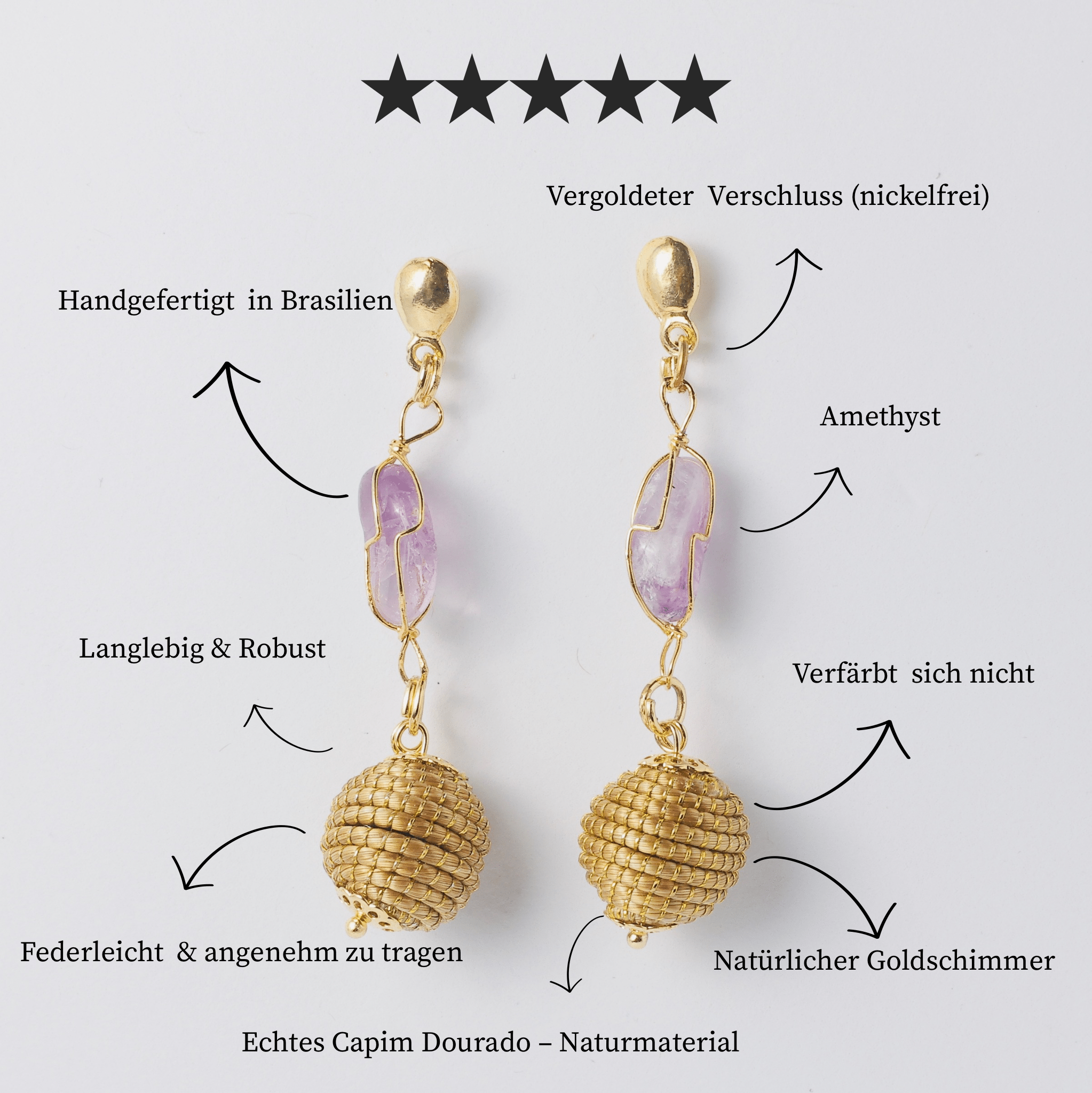 Ohringe Molusco – Handgemachtes Unikat aus Capim Dourado | Online kaufen bei Capido Shop
