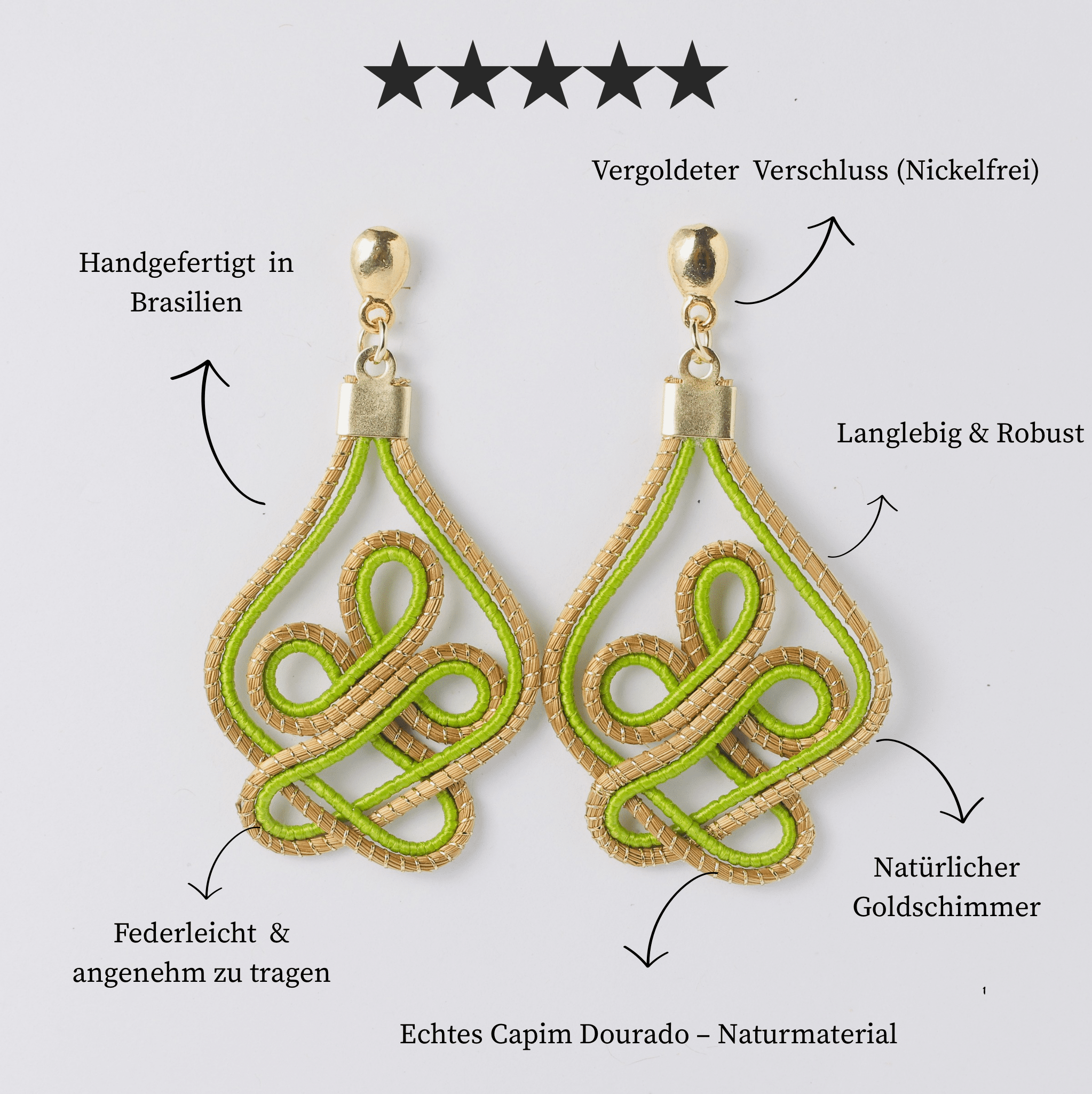 Ohrringe Beija Flor – Handgemachtes Unikat aus Capim Dourado | Online kaufen bei Capido Shop