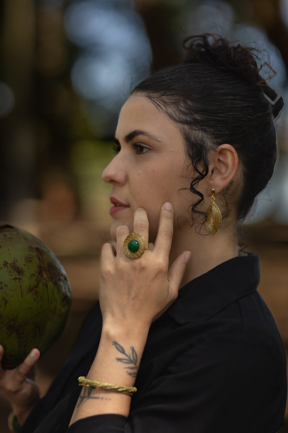 Ohrringe Palmeira – Handgemachtes Unikat aus Capim Dourado | Online kaufen bei Capido Shop