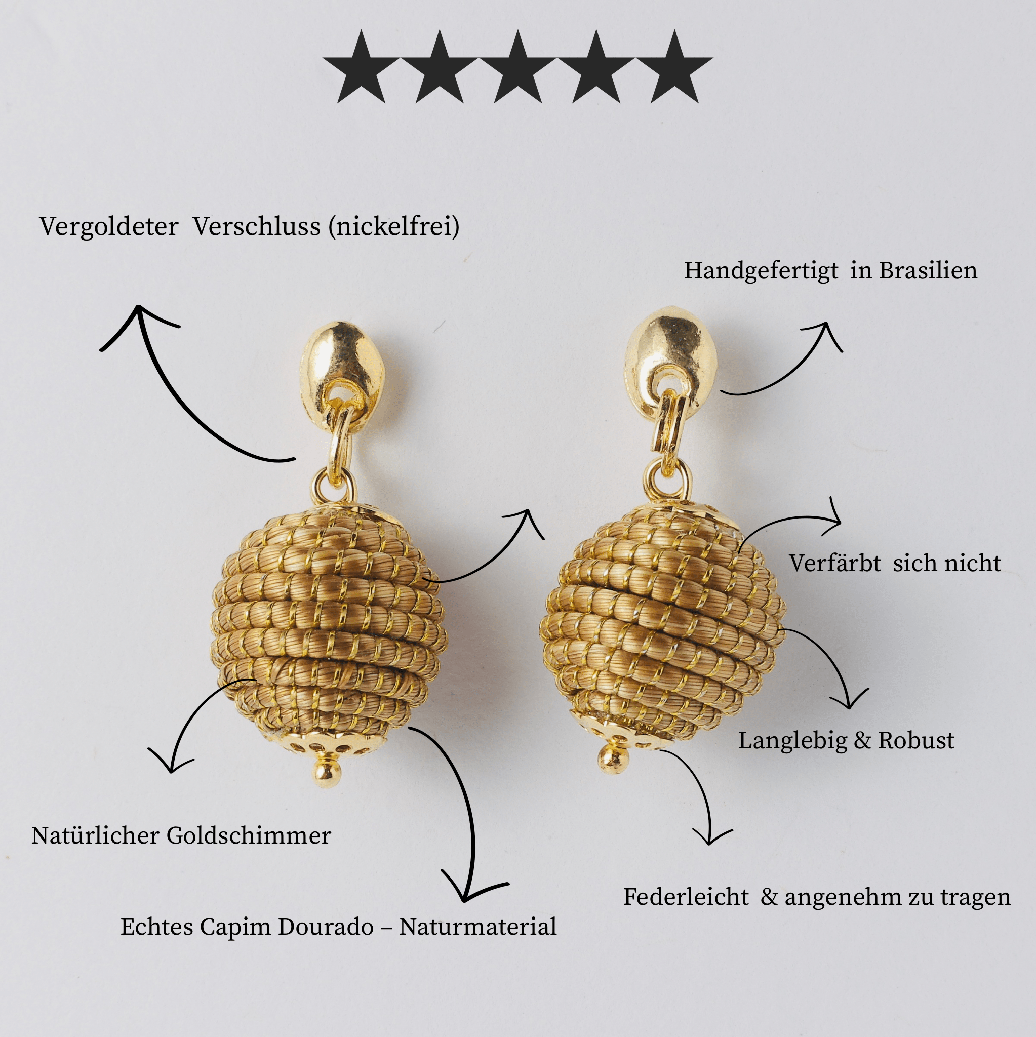 Ohrringe Palmas – Handgemachtes Unikat aus Capim Dourado | Online kaufen bei Capido Shop