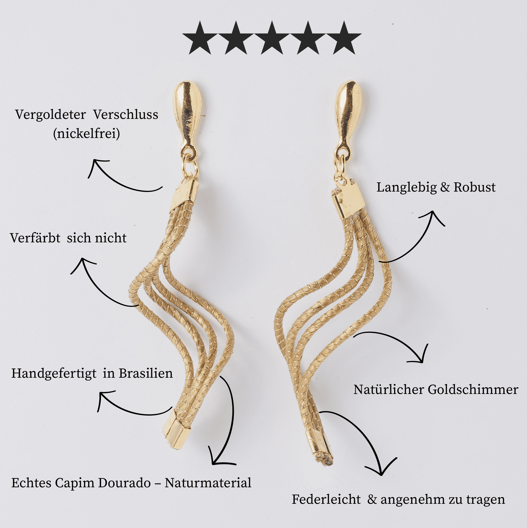 Ohrringe Maku – Handgemachtes Unikat aus Capim Dourado | Online kaufen bei Capido Shop