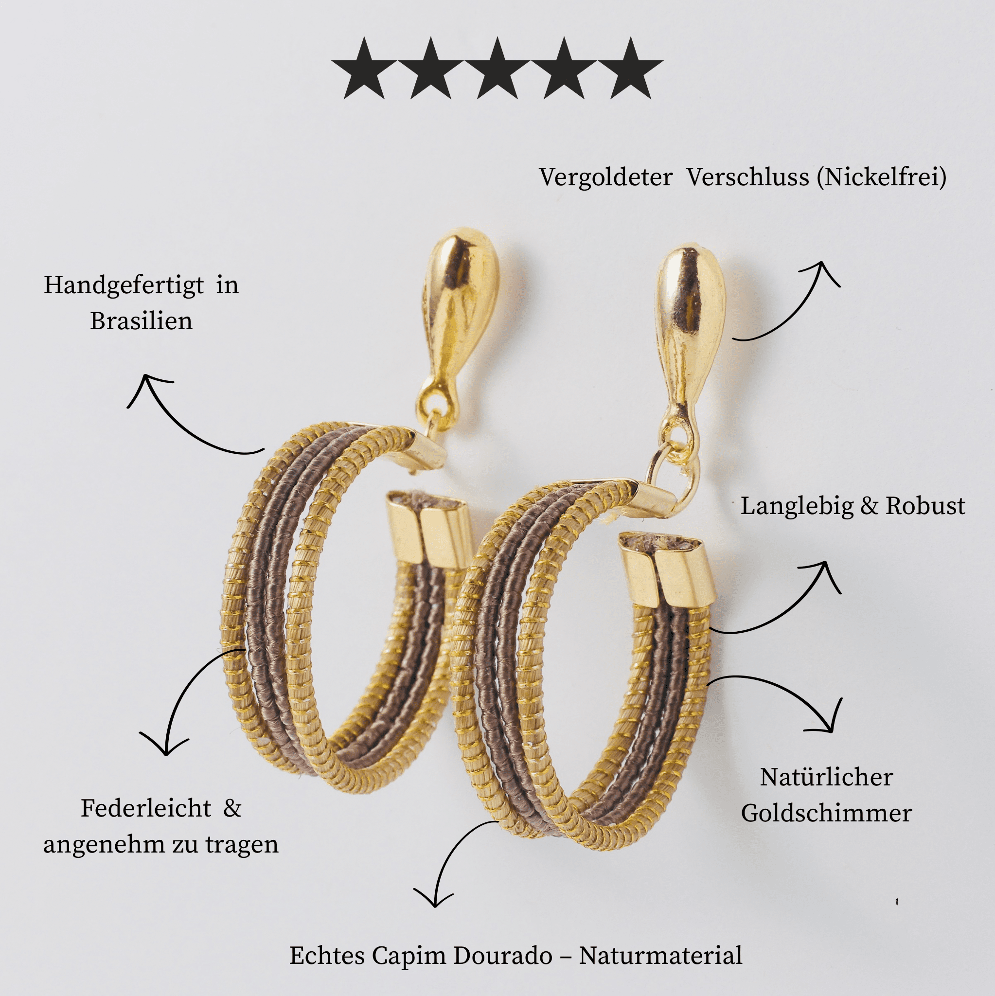 Ohrringe Tucupi – Handgemachtes Unikat aus Capim Dourado | Online kaufen bei Capido Shop