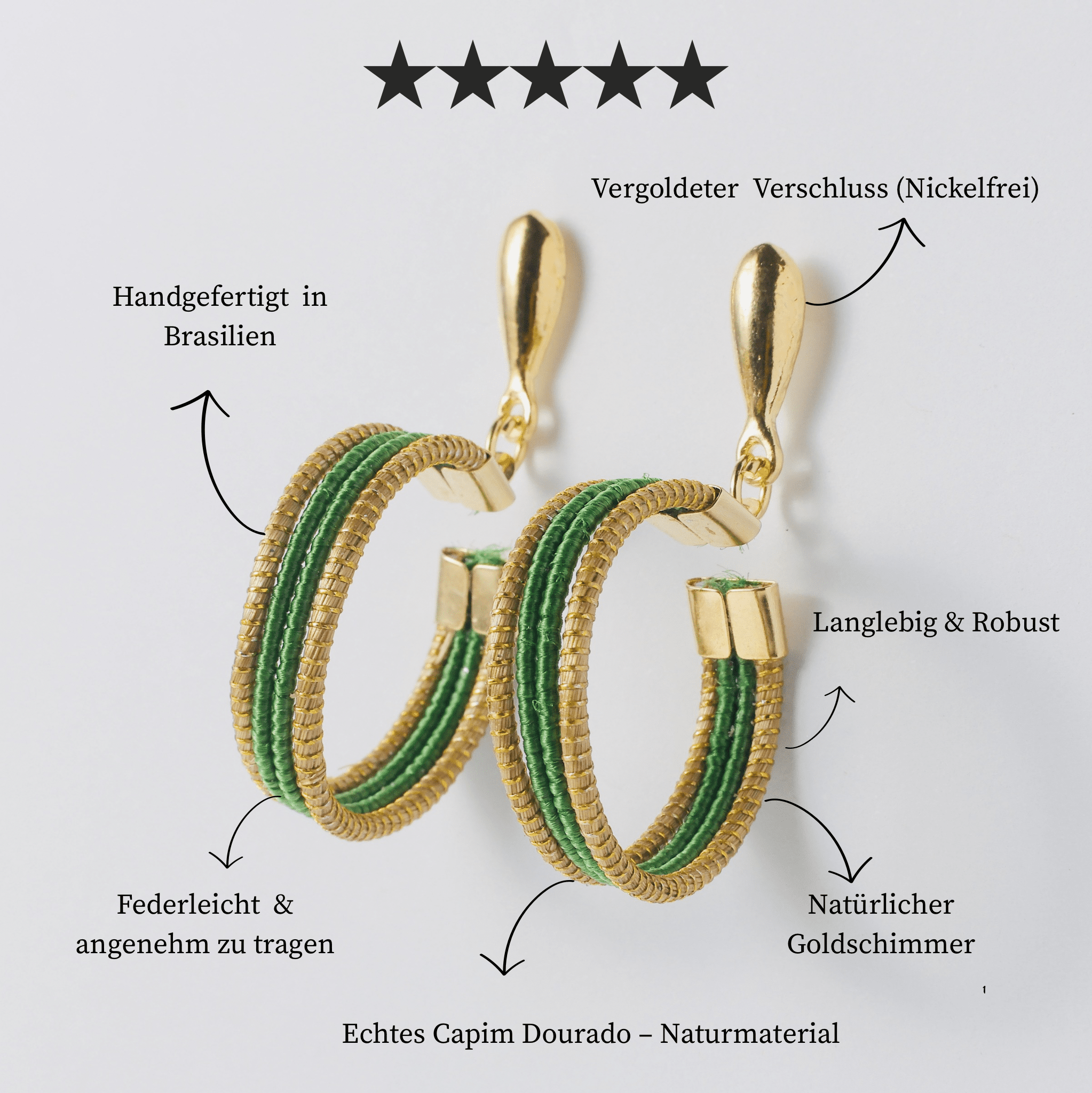 Ohrringe Jambu – Handgemachtes Unikat aus Capim Dourado | Online kaufen bei Capido Shop