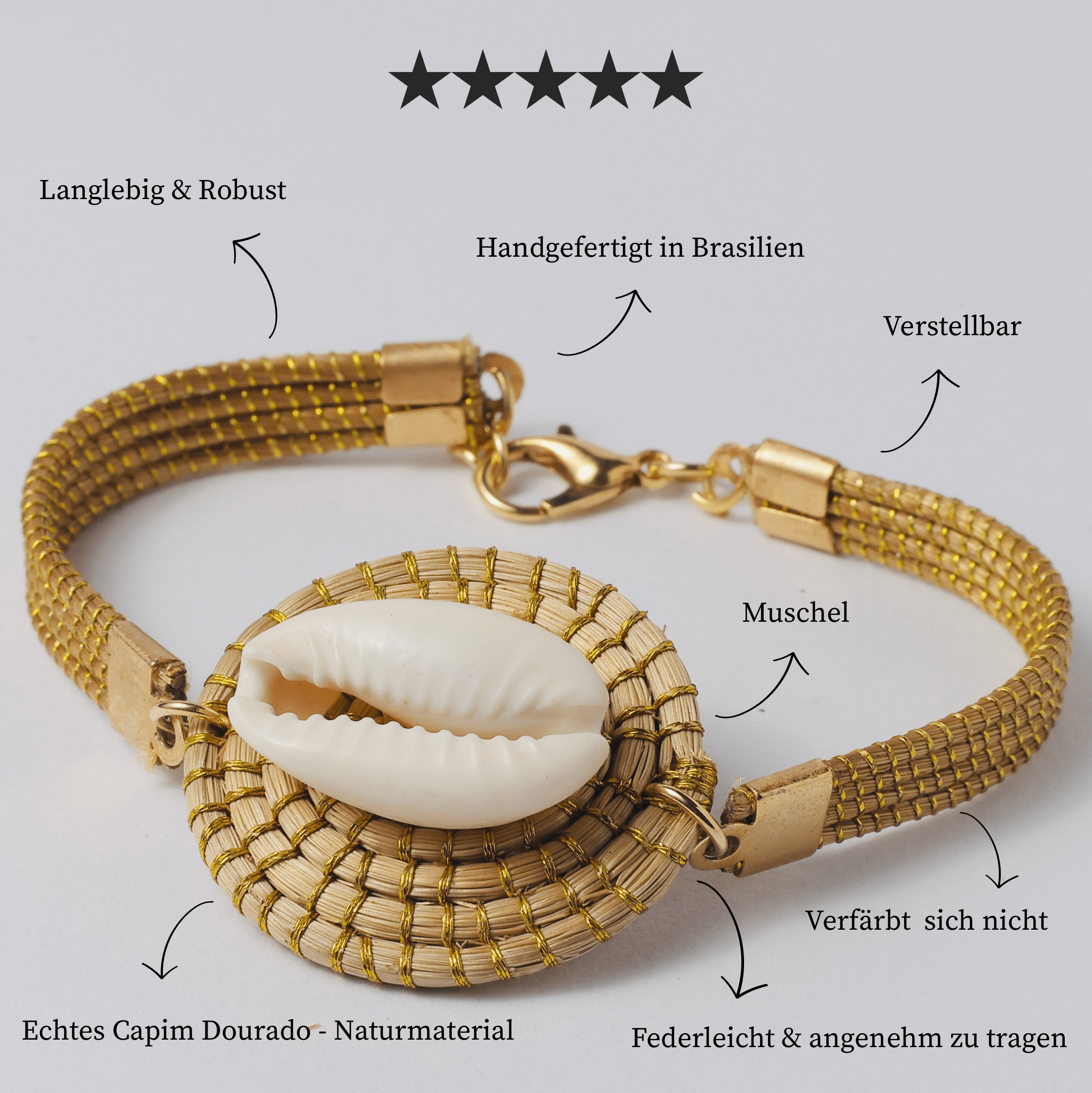 Armreif Búzios – Handgemachtes Unikat aus Capim Dourado | Online kaufen bei Capido Shop