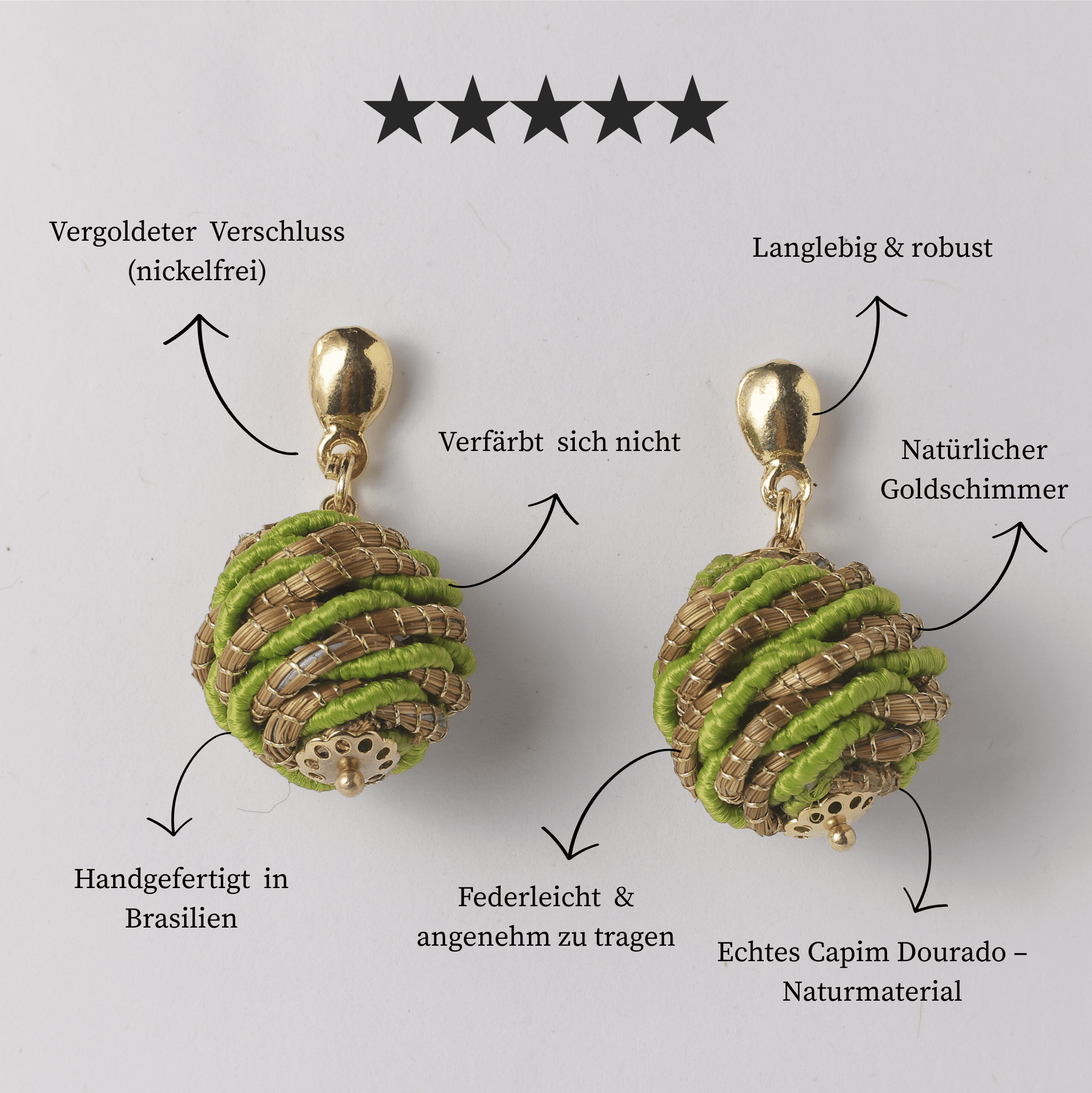 Ohrringe Restinga – Handgemachtes Unikat aus Capim Dourado | Online kaufen bei Capido Shop
