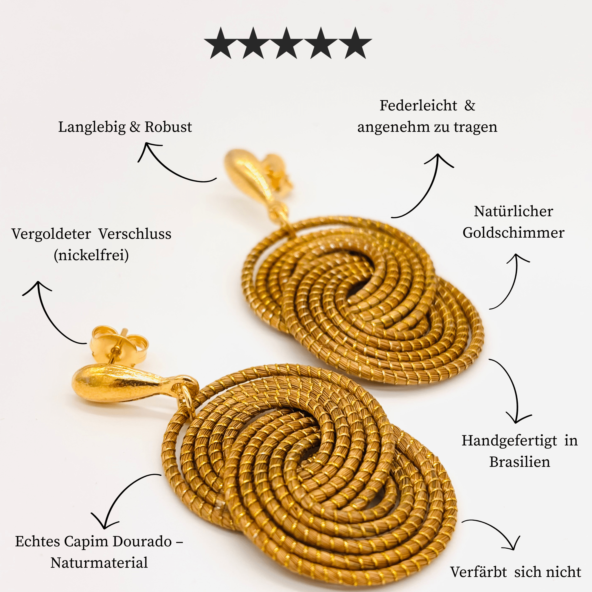 Ohrringe Tainha – Handgemachtes Unikat aus Capim Dourado | Online kaufen bei Capido Shop