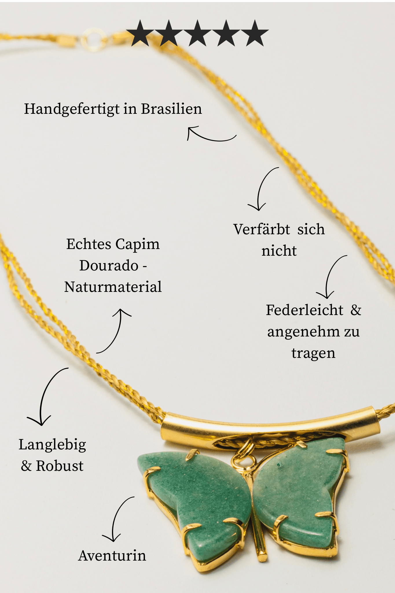 Kette Borboleta – Handgemachtes Unikat aus Capim Dourado | Online kaufen bei Capido Shop