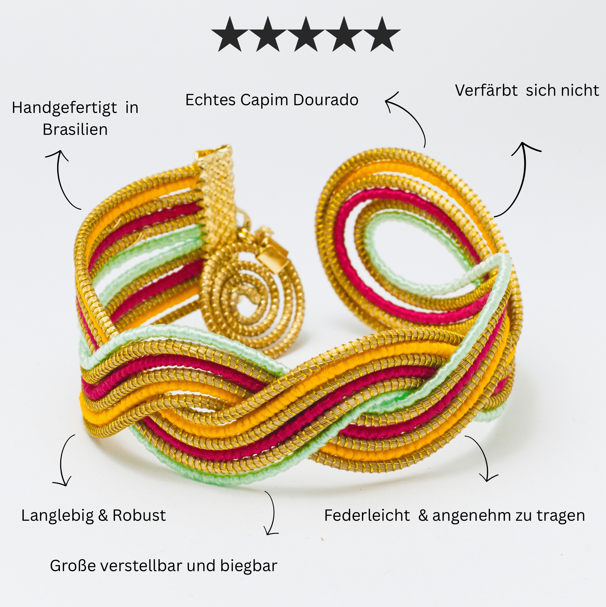 Armreif Costa – Handgemachtes Unikat aus Capim Dourado | Online kaufen bei Capido Shop