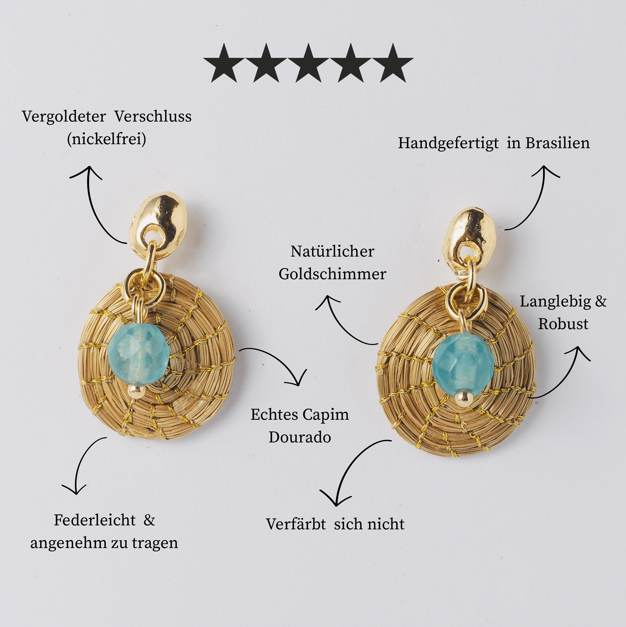 Ohrringe Maremoto – Handgemachtes Unikat aus Capim Dourado | Online kaufen bei Capido Shop