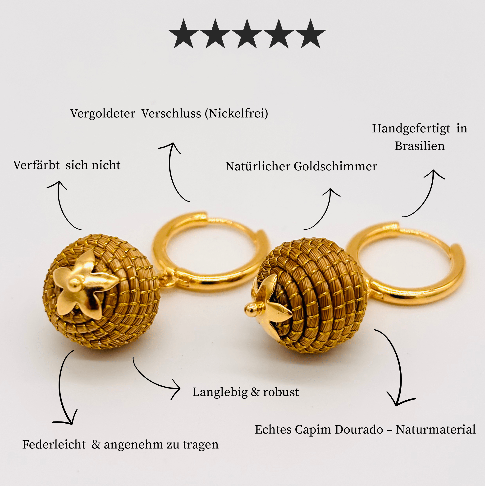 Ohrringe Sul – Handgemachtes Unikat aus Capim Dourado | Online kaufen bei Capido Shop