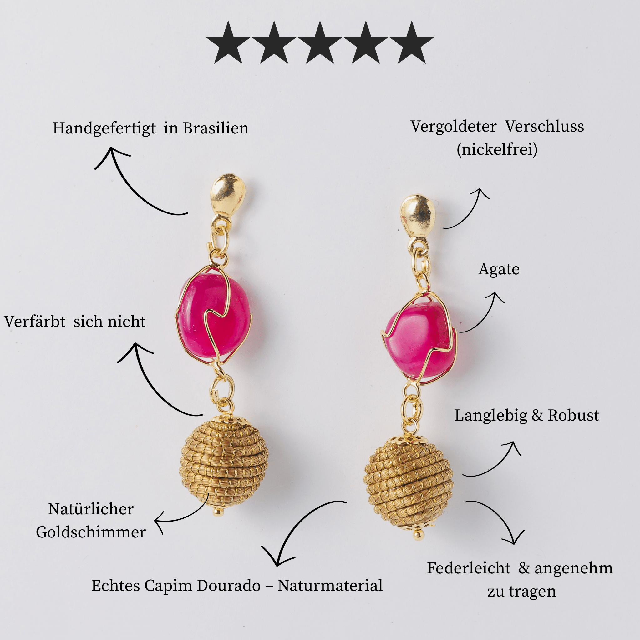 Ohringe Crustaceo – Handgemachtes Unikat aus Capim Dourado | Online kaufen bei Capido Shop