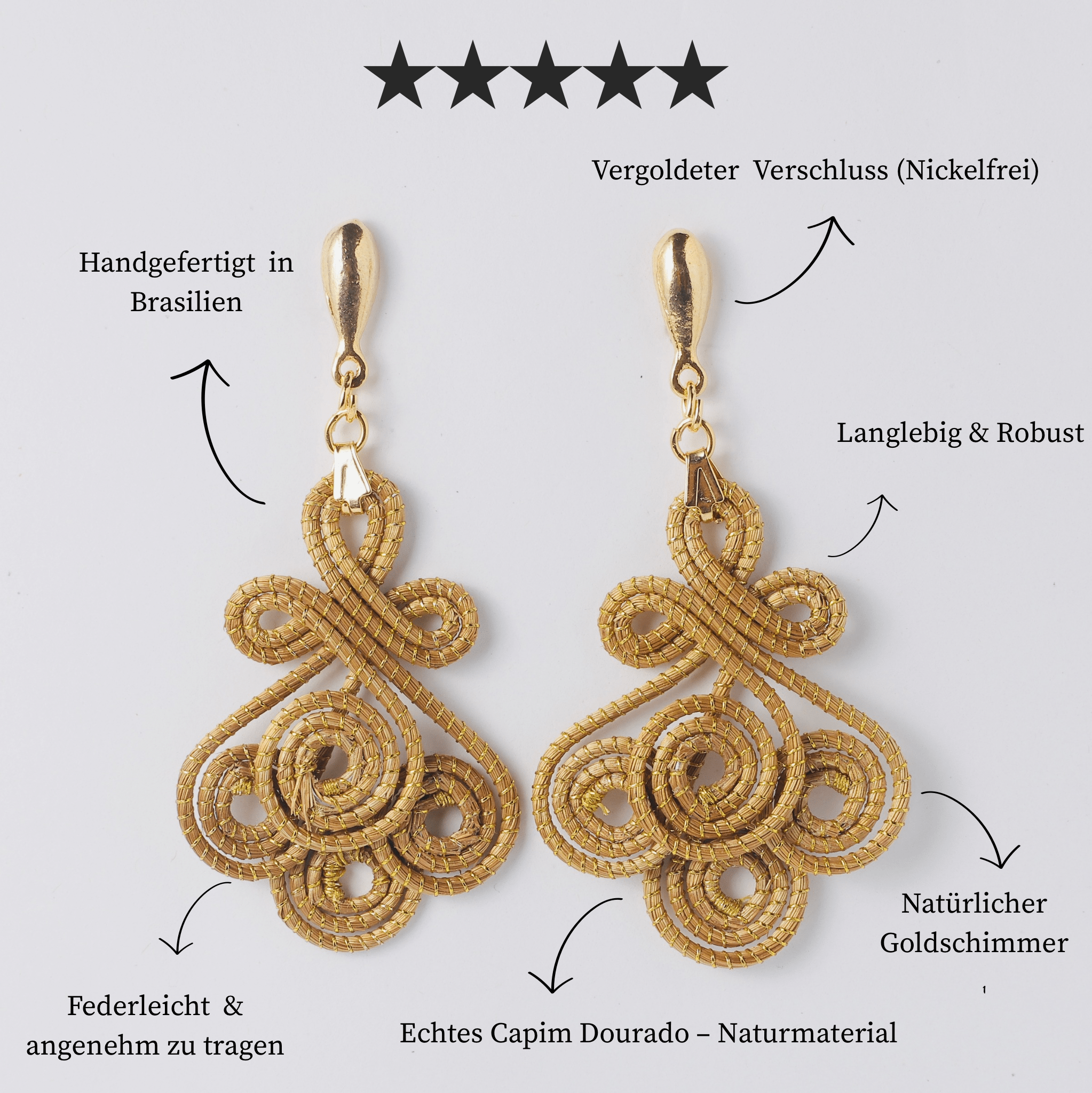 Ohrringe Andorinho – Handgemachtes Unikat aus Capim Dourado | Online kaufen bei Capido Shop