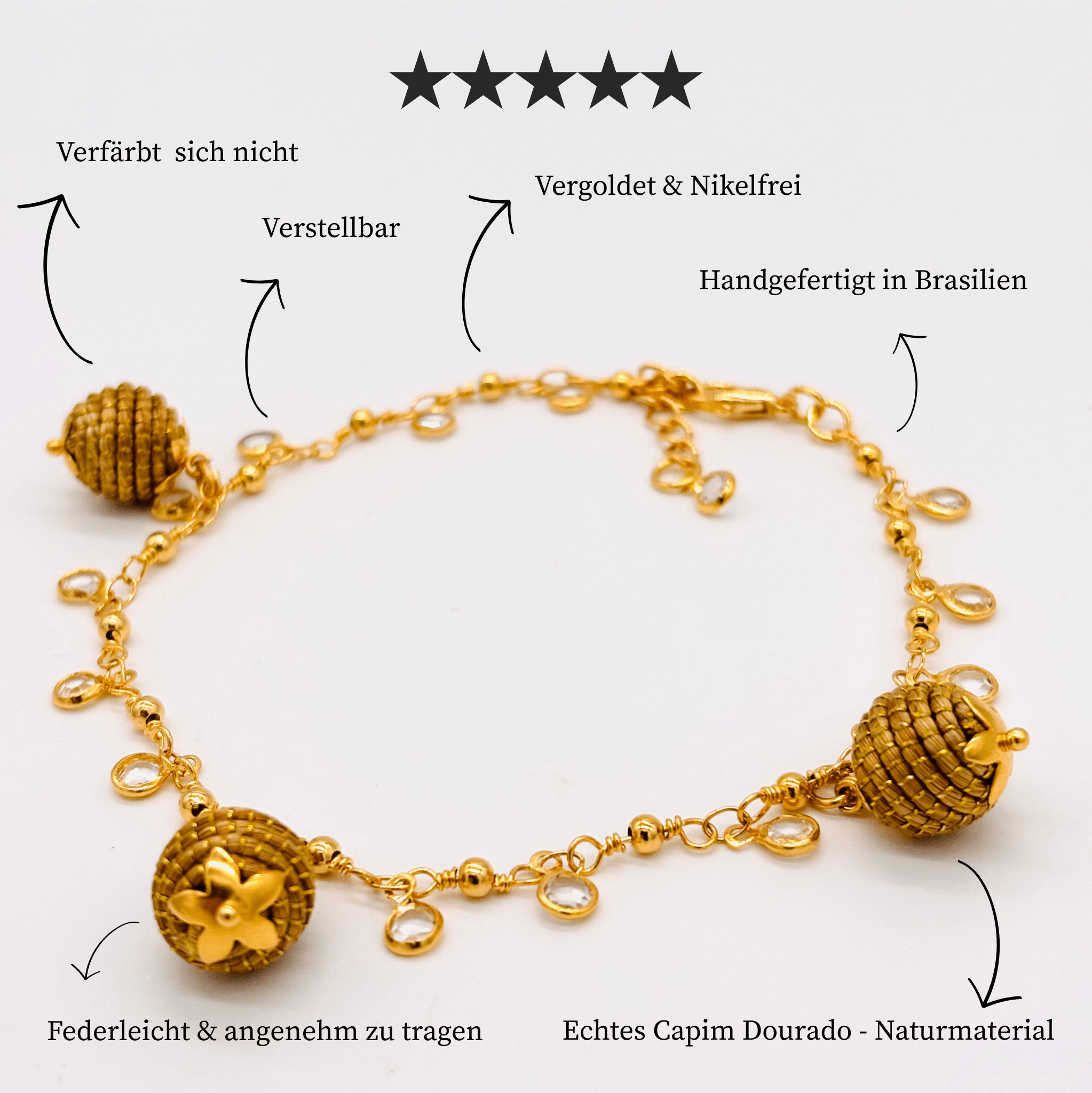 Fusskette Caldo – Handgemachtes Unikat aus Capim Dourado | Online kaufen bei Capido Shop