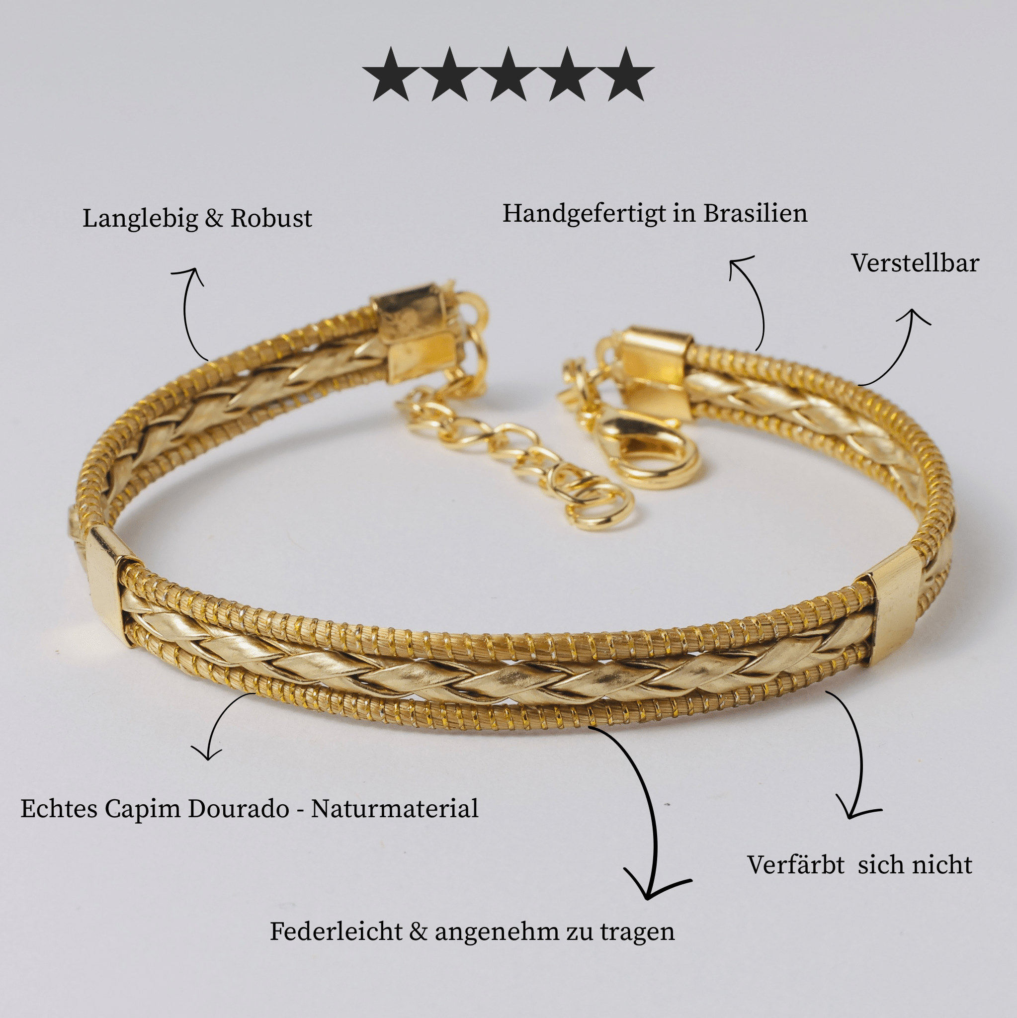 Armreif Ouro – Handgemachtes Unikat aus Capim Dourado | Online kaufen bei Capido Shop