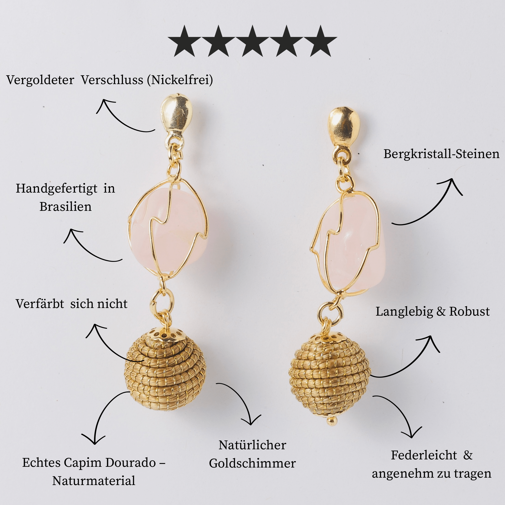 Ohringe Brisa – Handgemachtes Unikat aus Capim Dourado | Online kaufen bei Capido Shop