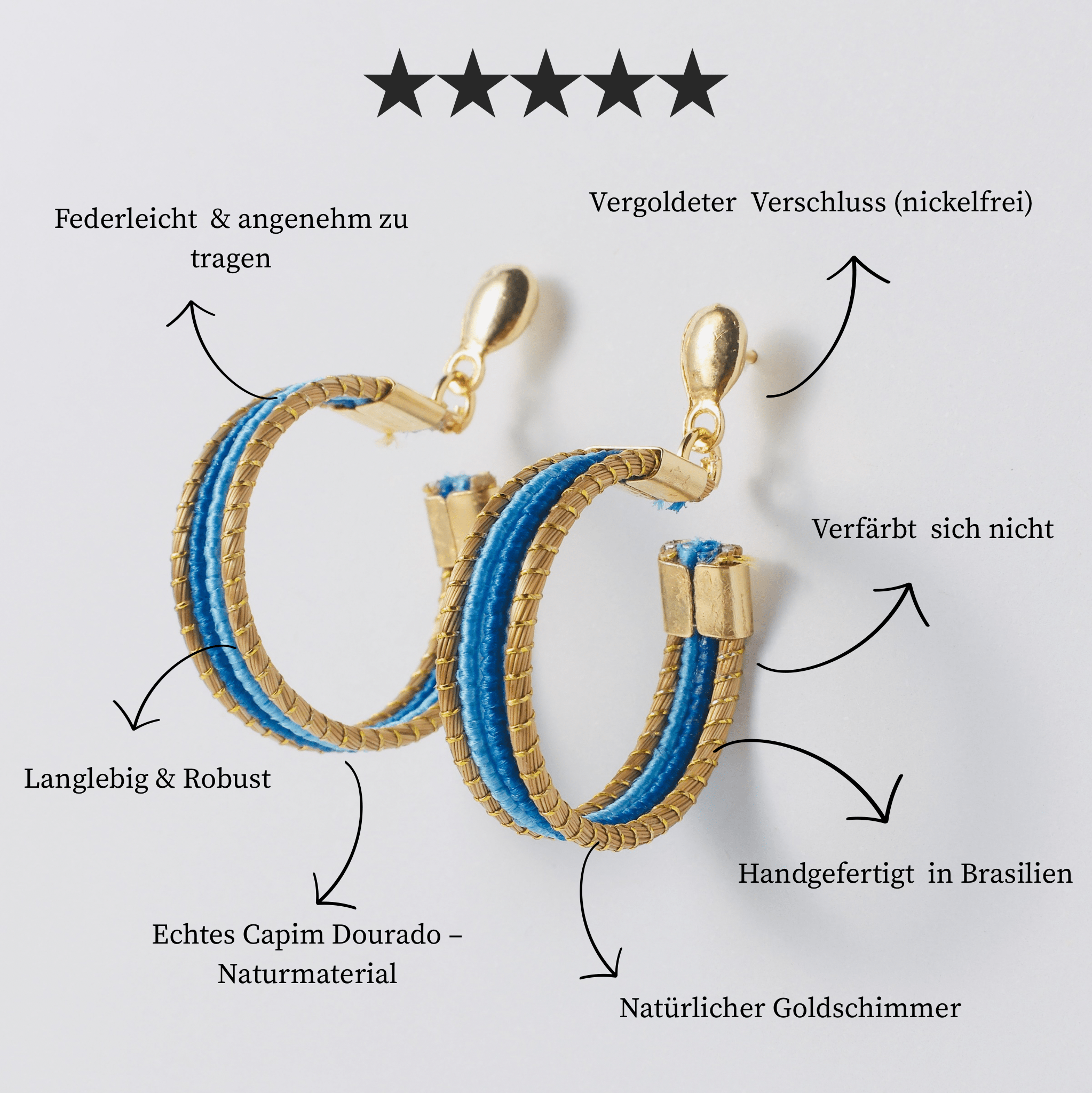 Ohringe Ubatuba – Handgemachtes Unikat aus Capim Dourado | Online kaufen bei Capido Shop