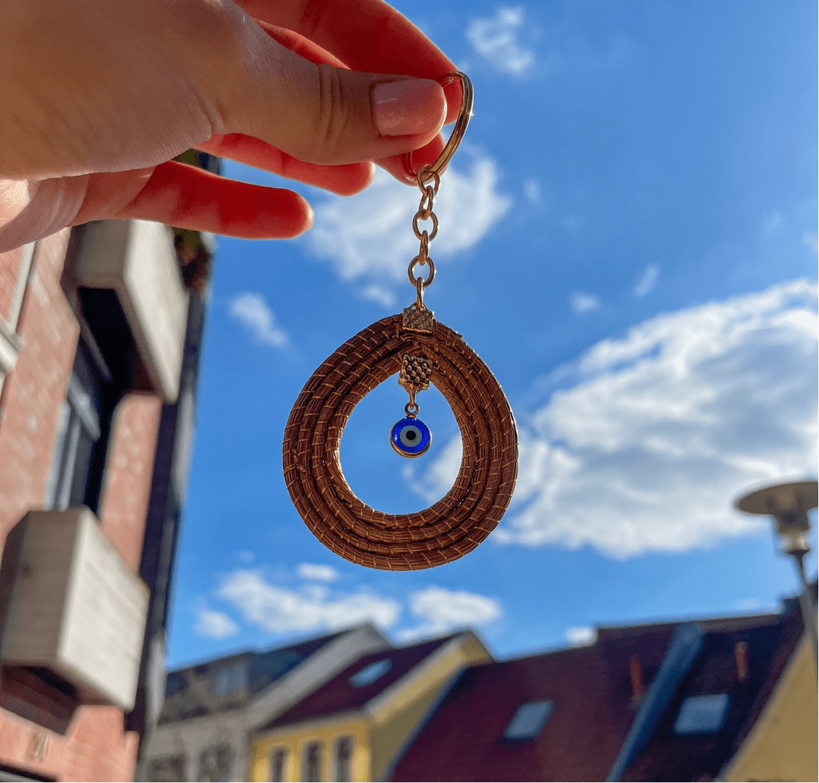 Schlüsselanhänger Grecia – Handgemachtes Unikat aus Capim Dourado | Online kaufen bei Capido Shop