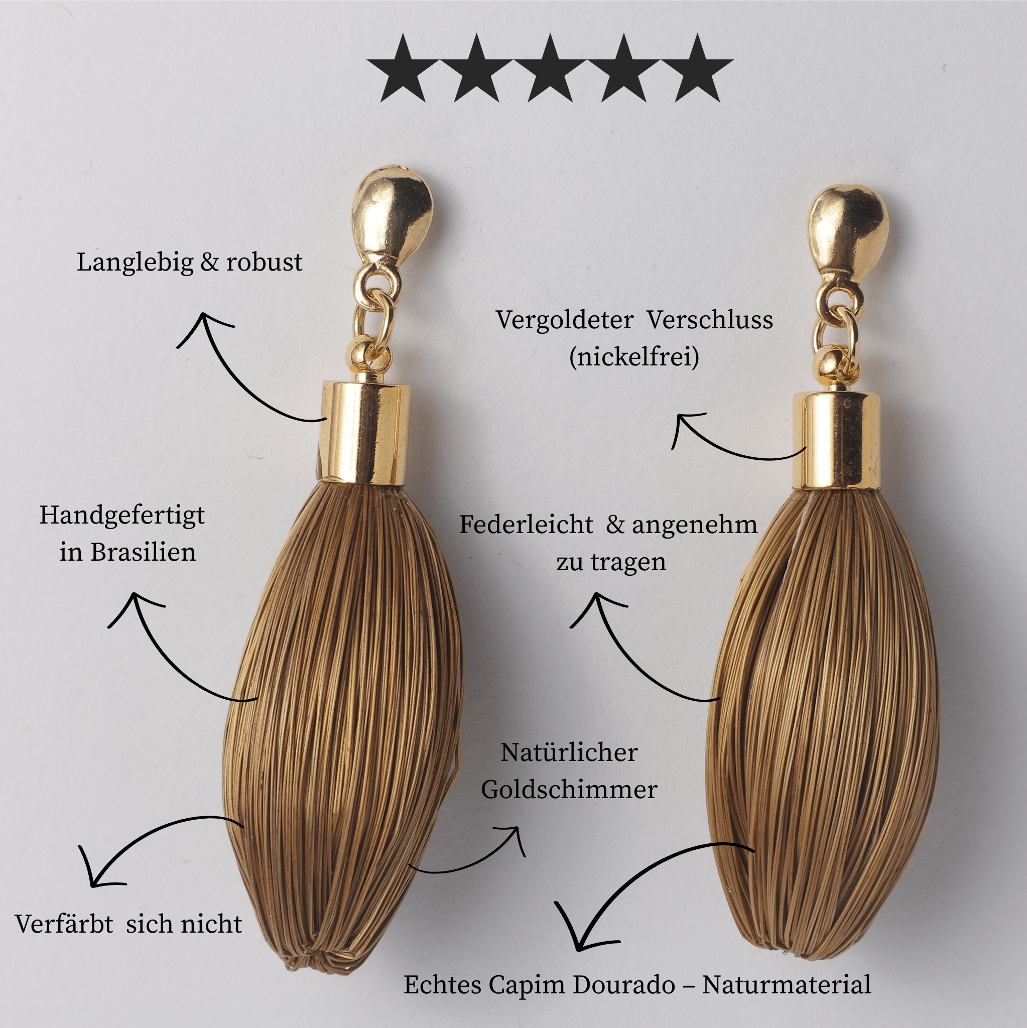 Ohrringe Buriti – Handgemachtes Unikat aus Capim Dourado | Online kaufen bei Capido Shop