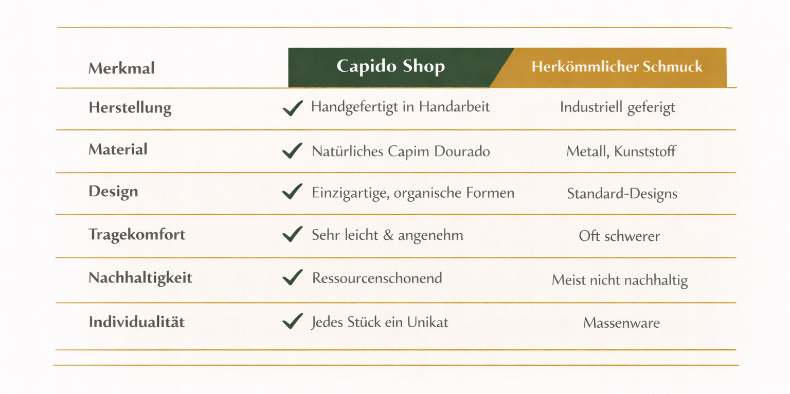 Vergleich handgefertigter Schmuck vs. herkömmlicher Schmuck – Capido
